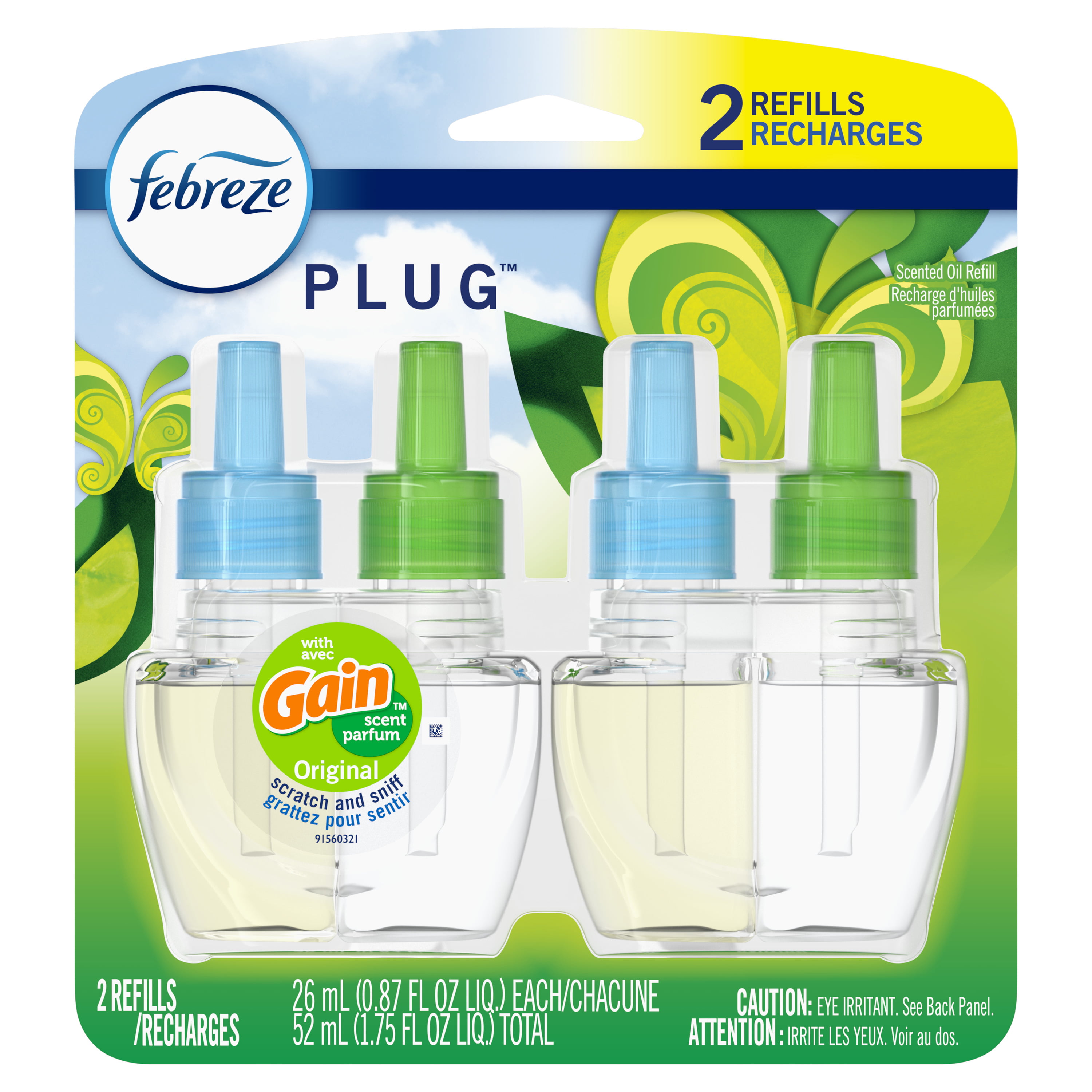 Febreze Heavy Duty Plug OdorEliminating Air Freshener, Crisp Clean, 2