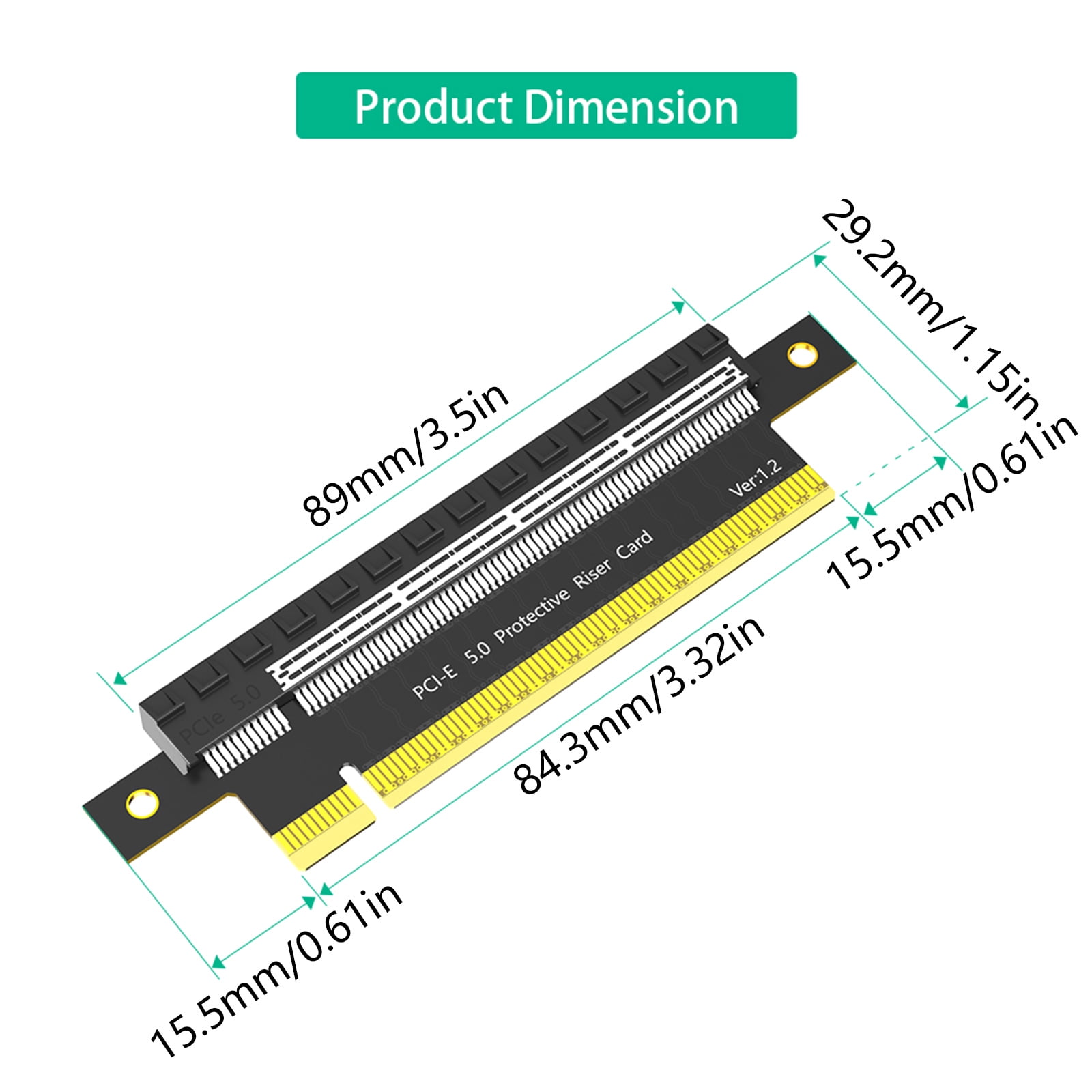 PCIE 16X 5.0 Rising Entended Card 180 Degree Extension Adapter for Computer Connection Desktop Motherboard Extender