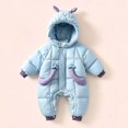thumbnail image 2 of 0-6 Months Newborn Baby Winter Hooded Snowsuit Deer Ear Padded Romper Infant Zipper Warm Jumpsuit Outfit, 2 of 7