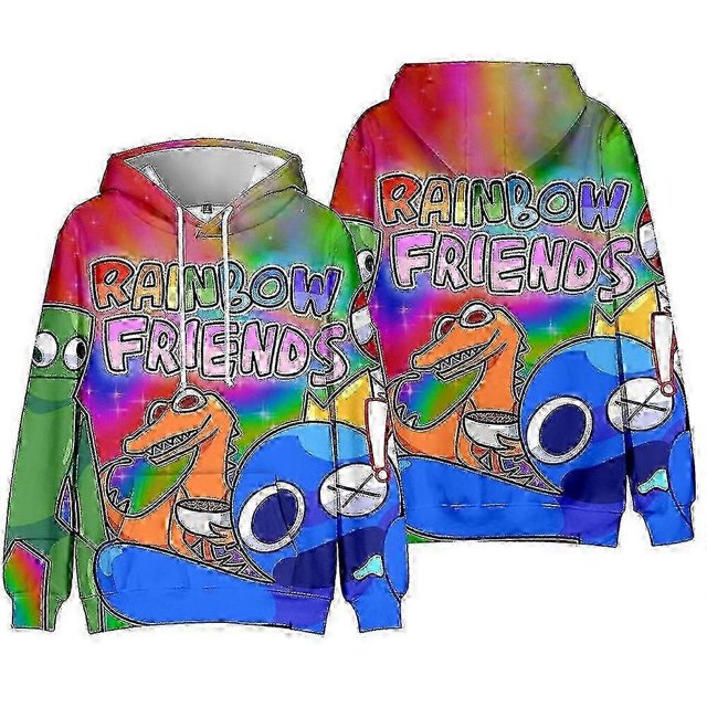 Roblox Rainbow Graphic Print Kids Hoodie Sweatshirts Hooded Pulr Tops For Boys Girls