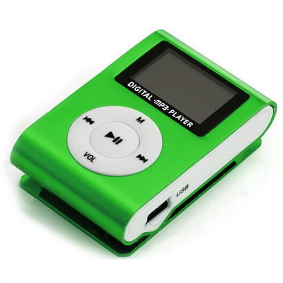Mini Portable MP3 Music Player Metal Clip-on MP3 Player with LCD Screen Support TF Card Wide Application Green