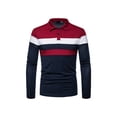 thumbnail image 1 of xiaxaixu Chemise pour Hommes, Manches Longues Col Rabattu Fermeture à Boutons Couleur Contrastée Rayée Hauts d'Automne, 1 of 5