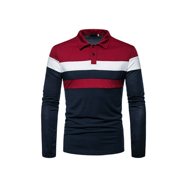 xiaxaixu Chemise pour Hommes, Manches Longues Col Rabattu Fermeture à Boutons Couleur Contrastée Rayée Hauts d'Automne