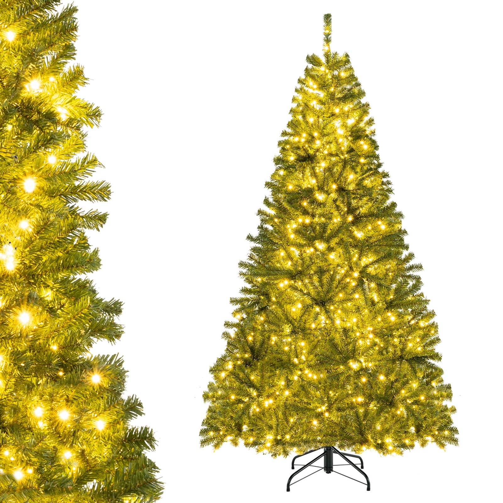 Alden Design 7.5 ft Pre-Lit Flocked Christmas Tree with Warm