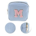 thumbnail image 4 of Unique Bargains 1 Pc Letter m Pattern Makeup Bag for Travel Blue Corduroy, 4 of 6