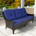 thumbnail image 6 of INTER HUT Stone Creek Patio 3-seat Wicker sofa with Blue Cushion, 6 of 7