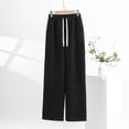 thumbnail image 2 of SnZhen Spring Sweatpants for Women Fallow Fashion Solid Color Elastic Waist with Pocket Casual Full Length Pants Black XXL, 2 of 4