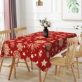 thumbnail image 3 of Duangreer Retro Christmas Rectangle Tablecloth, Golden-white Snowflake Print Table Cover with Waterproof Wrinkle Resistant for Party Decorations, 60 x 84 Inch, 3 of 6