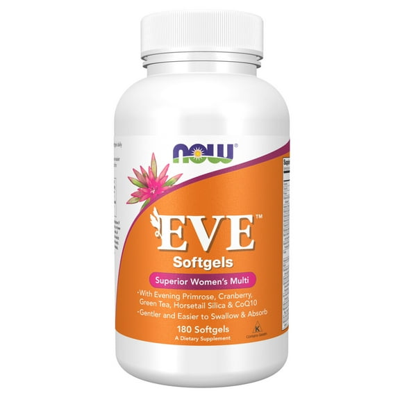 NOW Supplements, Eve™ Women's Multivitamin with Evening Primrose, Cranberry, Green Tea, Horsetail Silica & CoQ10, 180 Softgels