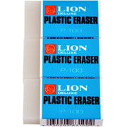 Lion Translucent White Plastic Erasers, 3 EA/Pack, 1-Pack (P-100P)