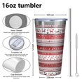 thumbnail image 4 of 16oz Tumblers Red Christmas Folk Pattern Stainless Steel Vacuum Insulated Double Wall Travel Tumbler Cups Mug with Lid and Straw,Cleaning Brush for Coffee,Tea, 4 of 4