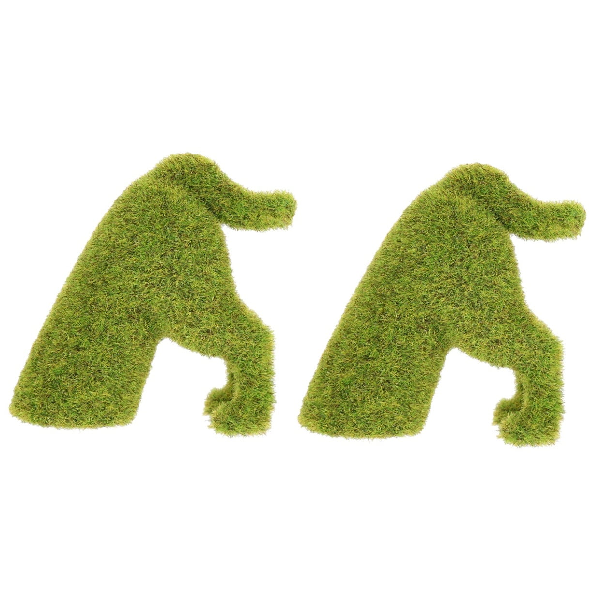 WORGEOUS 2pcs Moss Statue Flocked Puppy Flocking Peeing Sculpture Green Grass Topiary Figurines Artificial Turf Garden Table Centerpiece