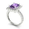 thumbnail image 2 of 3.84ct emerald cut purple alexandrite 18k white gold engraving statement Bridal Wedding halo Designer Ring size 4.5, 2 of 5