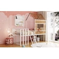 thumbnail image 3 of CoSoTower Metal Twin Size Loft Bed With Roof, Window, Guardrail, Ladder White, 3 of 9