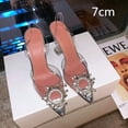 thumbnail image 1 of Large Size 44 45 Fashion Clear PVC Transparent High Heels Sandals Women Shoes Rhinestone Sunflower Sandals Summer Shoes FGS, 1 of 7