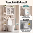 thumbnail image 6 of Bamboo Over the Toilet Storage Cabinet, 4-Tier Freestanding Bathroom Organizer with 2 Acrylic Doors, Toilet Paper Holder Hooks & Adjustable Shelves, White, 6 of 10