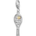 thumbnail image 4 of Sterling Silver Ss Amore La Vita Rh-Plated Gold-Plated Cz 3-D Tennis Racquet Charm (Width 8.25) (Length 32) - Jbsp, 4 of 5