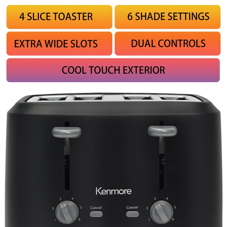 Kenmore 4 Slice Toaster with Dual Controls Matte Black Walmart