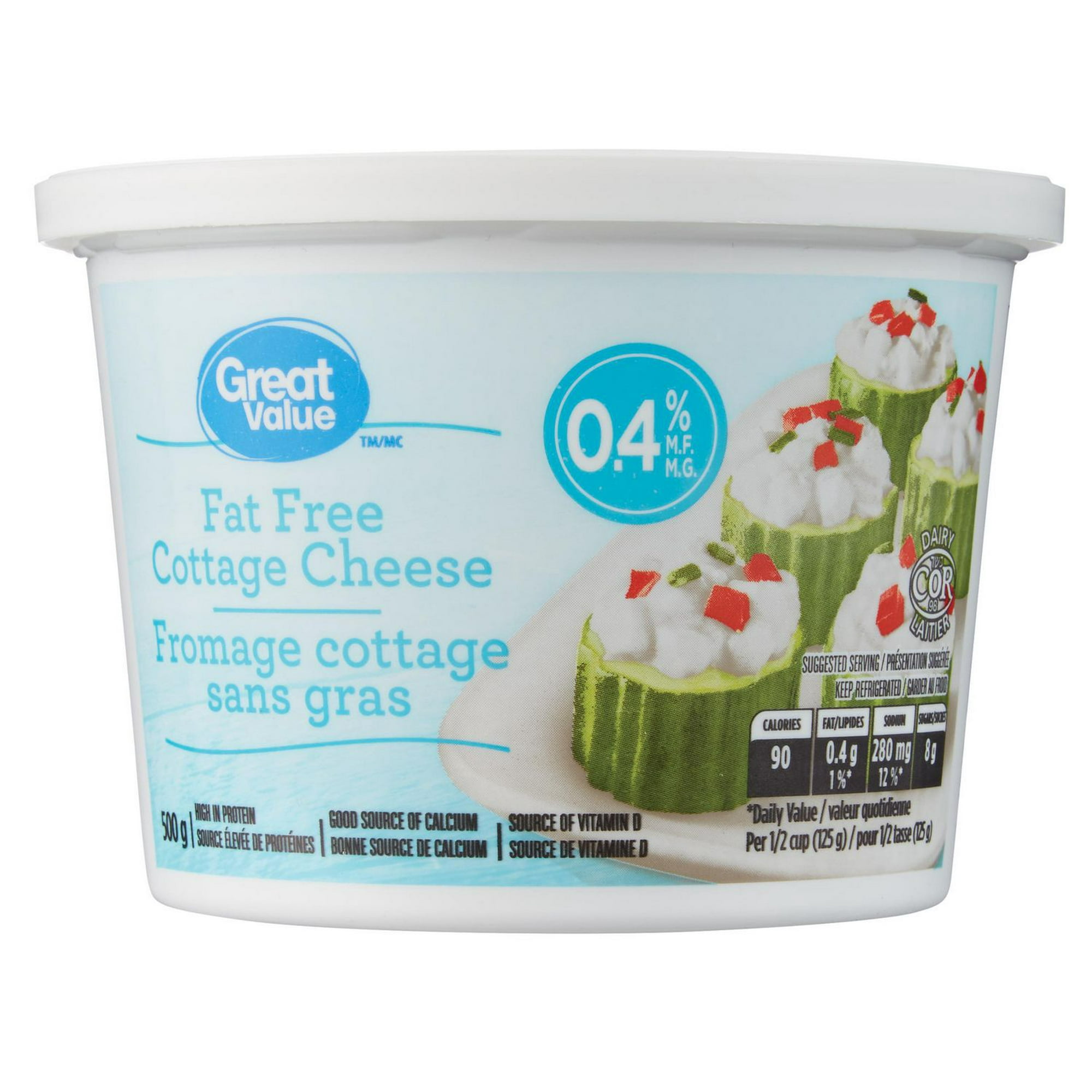 Great Value Fat Free Cottage Cheese, 500 g - Walmart.ca