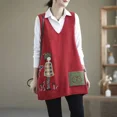 thumbnail image 3 of Otoño e Invierno jersey de mujer con cuello en V bolsillos de almazuela suéter de animales Midi moda Casual elegante chaleco sin mangas Tops E689, 3 of 5