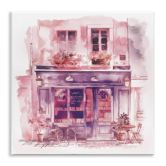 Stupell Industries Pink Bistro Café Buildings & Architecture Painting Unframed Art Print Wall Art, 12 x 12