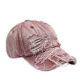 thumbnail image 2 of Distressed Washed Denim Baseball Caps, Unisex Ripped with Threads Trucker Hats, Vintage Destroyed Snapback for Street Wear Summer Festivals Concerts and Casual Outings Pink, 2 of 3