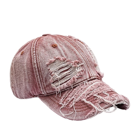 Lumtrix Trendy Distressed Baseball Denim Cotton Soft Caps Adjustable Strapback Vintage Fashion Dad Hats Unisex Pink One Size