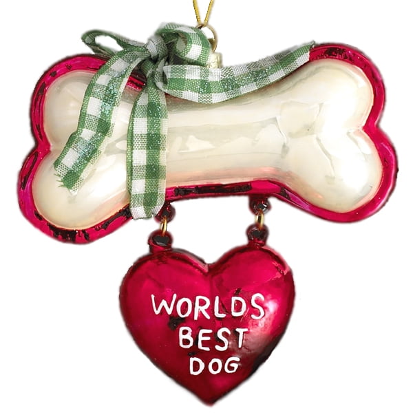 KSA "I LOVE MY DOG ~ DOG BONE W/ HEART ORNAMENT~ PERSONALIZABLE~ Great Gift Idea 