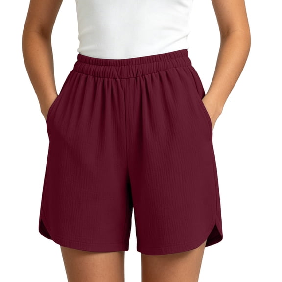 Guluxicc Women's Lounge Shorts with Pocket Elastic Waist Straight Leg Bermuda Trousers Everyday Wear for Summer Casual Outfits