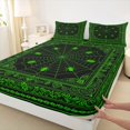 thumbnail image 4 of Manfei Spooky Halloween Bed Sheets,Green Spider Web Print Full Size Sheets,4pcs,1 Flat Sheet, 1 Fitted Sheet and 2 Pillowcases, 4 of 6