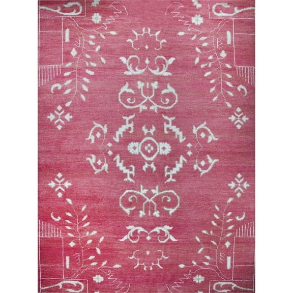 Emblem 02 1.6X1.6 Pink Handknotted Wool Area Rug