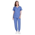 thumbnail image 3 of Resivox Jogger Scrubs for Women Plus Size Medical Scrubs Stretchy V Neck Scrub Pants and Tops Nursing Uniforms Scrubs with Pockets Light Blue S, 3 of 6