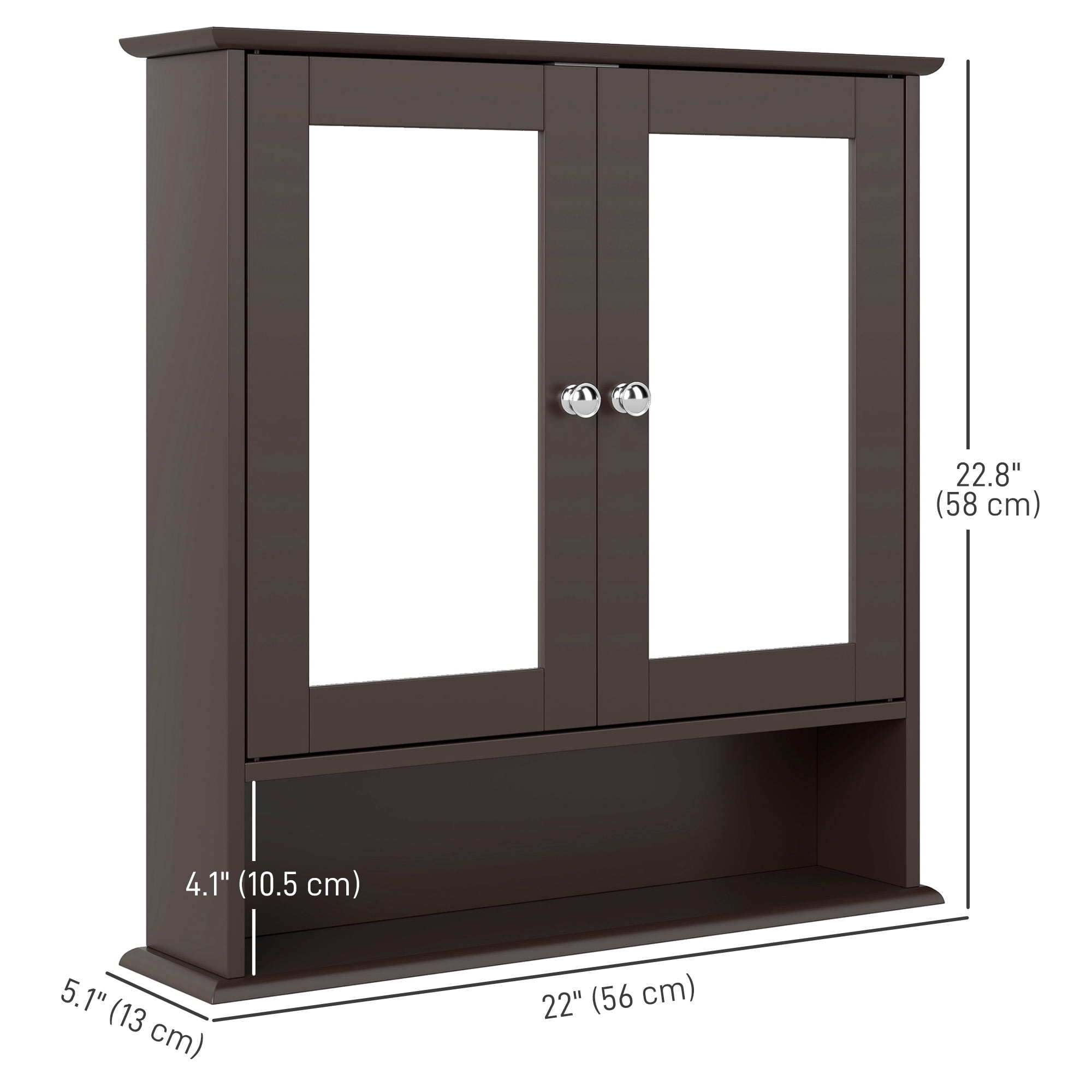 Armoire Murale Salle De Bain Avec Miroirs - 90x15x75 Cm, 3 Portes Miroir + étagère Ouverte - Blanc, étagères Réglables