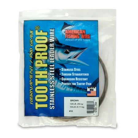 UPC: 0035926020771 | American Fishing Wire Tooth Proof Stainless Steel Single Strand Leader Wire Size 10 Camo Brown Col