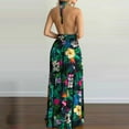 thumbnail image 3 of YODETEY Summer Dresses Women Tropical Print Halter Backless Maxi Dress Sleeveless Beach Dress, 3 of 4