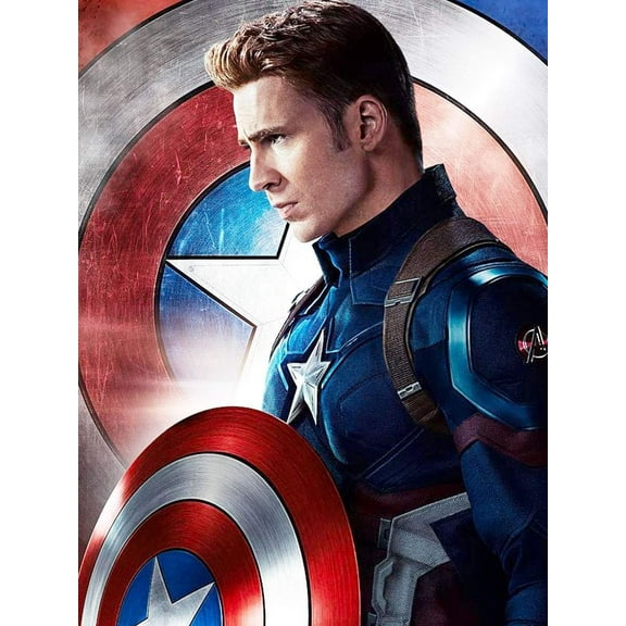 DIY 5D Diamond Painting Kit (For Adults) Diamond Painting "Captain America" ​​- Full Diamond Crystal Rhinestone Embroidery Craft Kit, Can Be Used as Gift, Wall Decoration