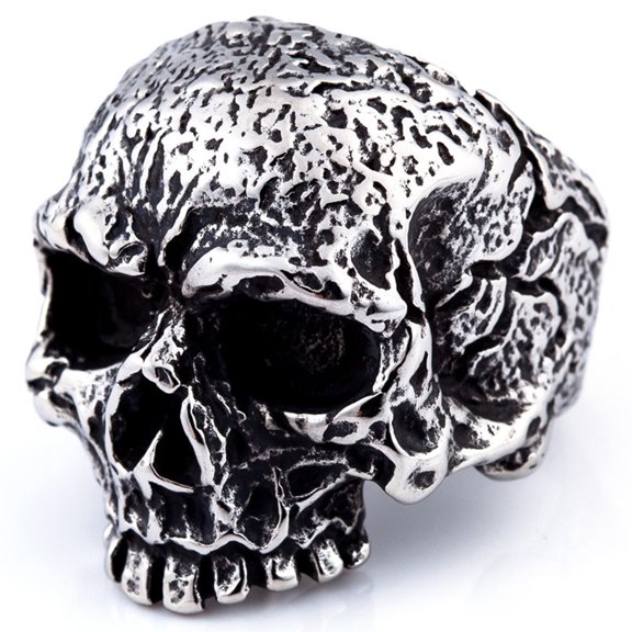 ZMY Home Biker Ring Stainless Steel Handmade Jewelry Cool Punk Rock Cracked Skull Head Ring (10)