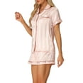 thumbnail image 4 of INSPIRE CHIC Women's Mother's Day Satin Pajama Sets Nightwear Sleepwear Tops with Shorts Lounge Sets L Light Pink, 4 of 6