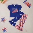 thumbnail image 3 of 4th of July Baby Girl Outfit Toddler Memorial Day Clothes Girls Independence Day Cute USA Printed Camisole Top Flared Pants Girls Outfits Set, 3 of 4