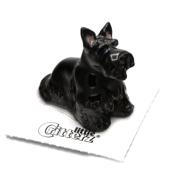 Little Critterz Scottish Terrier Black Fala Hand-painted - Home Decor Animal Decorative Figurine Birthday Gift - Miniature Porcelain Figurine