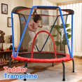 thumbnail image 2 of Zupapa Upgraded Toddler Trampoline,66" Kids Trampoline with Basketball Hoop,Safety Enclosure Net,Supports up to 220 Pounds(Age 3-10), 2 of 8