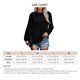 thumbnail image 5 of Mujer Top Color Puro Cuello Redondo de Poliéster Manga Larga Plisada Knit Otoño Camiseta para el Trabajo Diario Negro S, 5 of 5
