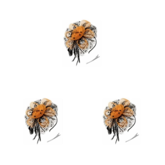 Qarigey Vintage Women Plume Fascinator Mesh Velo Clip Horquilla Flor Headwear Club Caballo Carreras Eventos Iglesia Negro + naranja Type1 NO1