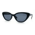 thumbnail image 4 of Womens Retro Classic Minimal Mod Thick Plastic Cat Eye Sunglasses All Black, 4 of 8