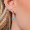 thumbnail image 3 of Gem Stone King 925 Silver and 10K Yellow Gold Swiss Blue Topaz and White Lab Grown Diamond Earrings for Women | 3.16 Cttw | Gemstone November Birthstone | Pear Shape 9X6MM, 3 of 6