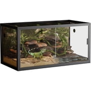 120 Gallon Bearded Dragon Tank, 4x2x2 FT Reptile Tank with Front Opening Glass and Screen Ventilation Top for Lizard, Chameleon, Snake – Tropical Rainforest Habitat