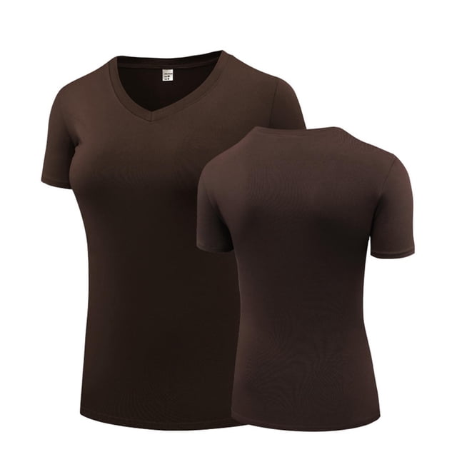 Uootdi Short Sleeve V Neck Womens Tops Stretchy Slim Fit Comfortable Basic Casual Work Daily Tees Gift