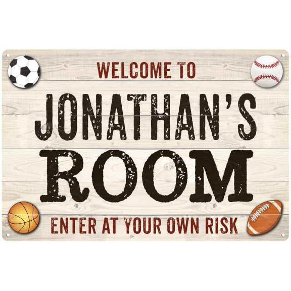 JONATHAN'S Room Kids Bedroom Sign Boy's Gift 8x12 Metal 108120090020