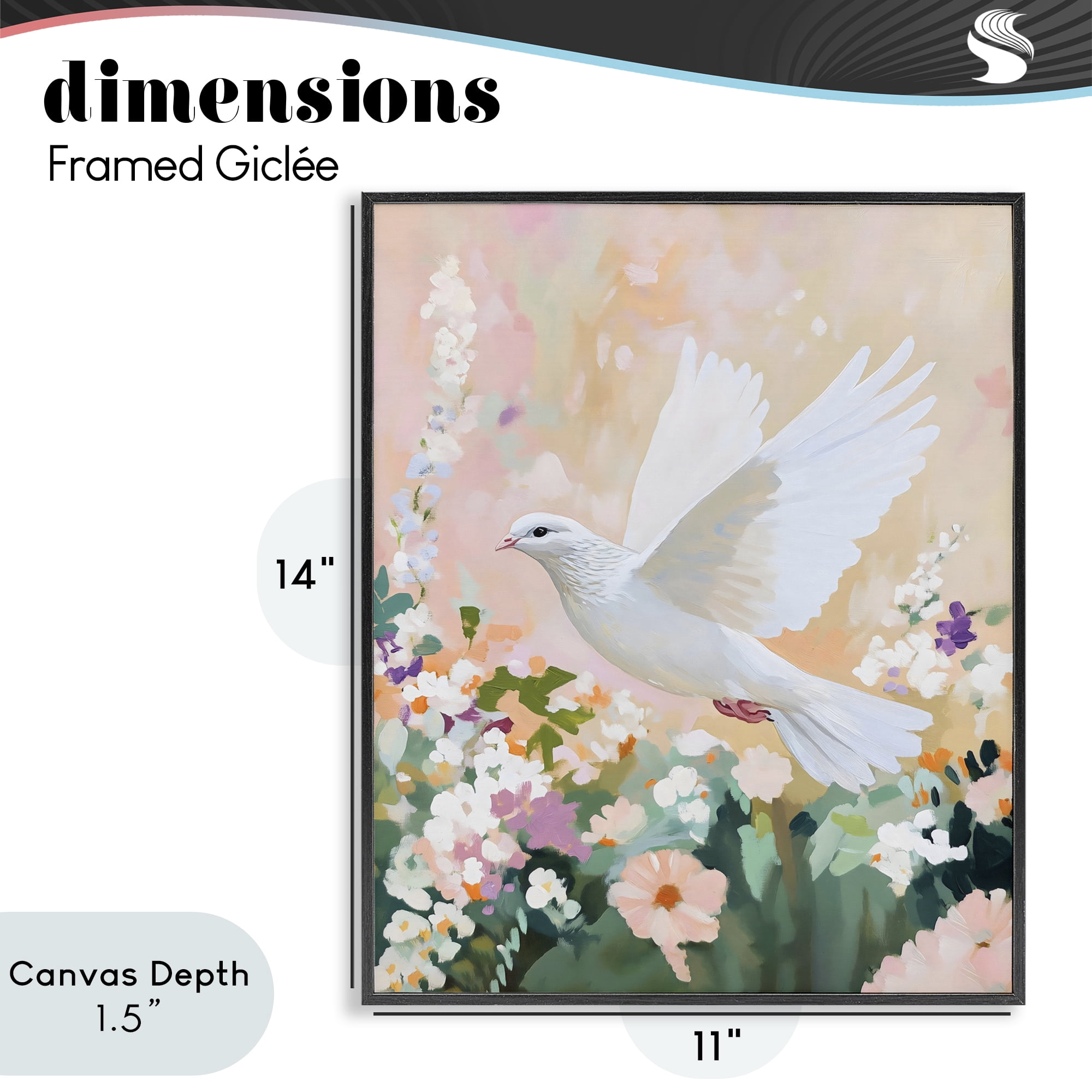 Stupell Industries White Dove Among Spring Blooms Black Framed Giclee Art, design by The Prints Vibe