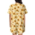 thumbnail image 6 of Haiem Coffee Plaid Sunflower Pattern Pajama Set for Women 2 Piece Lounge Set Short Sleeve Tops and Shorts Soft Sleepwear-Small, 6 of 7